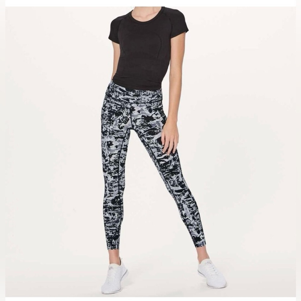 Lululemon Fast Free 7/8 Nulux 25" Interlaced Starlight Black Leggings Size 8